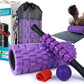 5 in1 Foam Roller Set, High Density Deep Tissue Massager for Muscle Massage, Massage Roller, Massage Ball, Resistance Band for Whole Body Physical Therapy Deep Muscle Massage (Purple)
