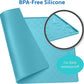 MIGHTY MONKEY 100% Waterproof Dog Food Mat, Raised Edges Silicone Pet Feeding Placemat for Cat, Dogs, Pet Bowls, High Lipped Tray Prevents Water Spills, Food on Floor, Dishwasher Safe, 22x14 Turquoise