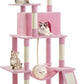 Cat Tree Tower 63in Multi-Level Cat Tower for Indoor Cats with Sisal Scratching Posts, Condo, Hammock, Dangling Ball and Extended Platform for Cats to Play, Pink