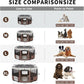 DONORO Dog Playpen Portable Pet Play Pens for Small Dog/Cat/Rabbit/Chicks, Cat Playpen Indoor/Outdoor with Carring Case, Removable Zipper Top and Bottom (Brown, Medium (35"x35"x20"), 8)