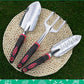 ESOW Garden Tool Set with Non-Slip Rubber Handle, 3 Piece Cast-Aluminum Heavy Duty Gardening Kit Includes Hand Trowel, Transplant Trowel and Cultivator Hand Rake, Red