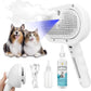 4-in-1 Pet Grooming Steam Brush for Cats & Dogs – Steam Spray, Blue Light, Hair Removal, Self-Cleaning Comb – Includes Pet Waterless Shampoo