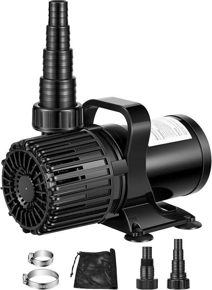 VIVOSUN 3000 GPH Submersible Water Pump with Barrier Bag, 150W Pond Pump, Ultra Quiet Aquarium Pump with 15FT. Lift Height for Pond, Waterfall, Fish Tank, Statuary, Hydroponic