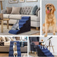 Dog Stairs&Steps for High Beds Up to 28'', 5-Step Dog Ramp for Small Medium Dogs with Washable Cover, Pet Steps for Cats to Get on Couch and Sofa, Durable Foam Ladders, 24.4" Tall, Blue