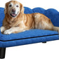 PawHut Velvet Large Dog Couch with Foam Cushion, Soft and Cute Bed with Pearl Design, Sofa for Big and Medium Dogs, Dark Blue