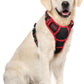 rabbitgoo Dog Harness No Pull with 2 Leash Clips, Adjustable Soft Padded, Reflective Oxford No Choke Pet Vest with Easy Control Handle for Large Dogs, Black & Red, XL