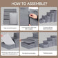 Dog Stairs with Storage, 4-Step Folding Pet Steps for Small Dogs and Cats, Pet Steps Storage with Zip, Pet Stairs for High Bed, Couch and Car Ramp (Gray, 4 Steps no Condo)