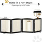 Freestanding Pet Gate for Dogs, Foldable Wooden Dog Gate for House, Indoor Dog Gate for Stairs, Doorways, Step Over Pet Puppy Safety Fence, 80 Inch Wide, 4 Panels 24", Black & Gold