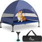 Upgraded Elevated Dog Bed with Canopy, Portable Raised Outdoor Dog Bed with Stable Anti-Slip Feet, Wider Shade Pet Bed Cot, Raised Dog Beds for Large Dogs Camping, Indoor & Outdoor Use