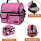 opux Lunch Bag Women Insulated, Adult Lunch Box Cooler, Lunch Box for Men, Dual Compartment Lunchbox for Work, Leakproof Double Decker Lunch Bag, Soft Lunch Pail Tote Girls Boys Kids School, Pink