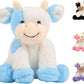 Blue and White Cow Weighted Stuffed Animal 20cm/7.87in Cute Sitting Cow Plush Toy with Smile Soft Fluffy Small Farm Plushie for Kids Adults Birthday Festival Gift Bed Home Office Decor Toys