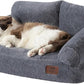 Hollypet Fluffy Plush Dog Cat Pet Couch Soft Calming Sofa Bed for Medium Small Cats and Dogs, Gray