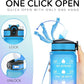 Hyeta 32 oz Water Bottles with Times to Drink and Straw, Motivational Water Bottle with Time Marker, Leakproof, Drinking Sports Water Bottle for Fitness, Gym and Outdoor