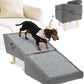 Dog Stairs for Small Dogs and Cats – 2-in-1 Dog Ramp for Bed and Couch, 16.5'' Foldable Wooden Pet Steps, Sturdy Multi-Use Split Ottoman Design, Dark Grey