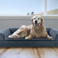 Furhaven Cooling Gel Dog Bed for Large Dogs w/ Removable Bolsters & Washable Cover, For Dogs Up to 95 lbs - Sherpa & Chenille Sofa - Orion Blue, Jumbo/XL