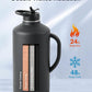 Trebo 128 oz Water Bottle Insulated with Handle, One Gallon Stainless Steel Metal Large Jug, Travel Flask with Straw Spout Lid, Mug Tumbler Cup with Carry Pouch, Keep Cold Hot, Black