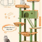 Taoqimiao Cactus Cat Tree, 57.5-Inch Cat Tower for Indoor Cats Large Adult, Extra Large Cat Condo, 8 Sisal Scratching Posts, Metal Frame Cozy Hammock, Durable Scratch Board, 2 Top Perches, MSC026