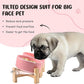 SPUNKYJUNKY 15° Slanted Ceramic Dog and Cat Bowl with Wooden Stand, Tilted Bulldog Food and Water Bowl No Slip Non-Spill for Cats Medium Dogs Big Face Pets 13.5 OZ (1.7 Cups, Pink × 2)