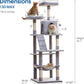 MWPO 70.1-Inch Large Cat Tree, Multi-Level Tall Cat Tower for Indoor Cats, Plush Cat Condo with Big Padded Perches, Sisal-Covered Scratching Posts, Hammock, Toys for Kittens & Cats - Light Grey