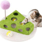 Interactive Cat Puzzle Toy for Indoor Cats & Kittens - Fun Track Balls & Spring Teaser in Stimulating Felt Puzzle Box (Green) - Mental Enrichment Game