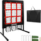 9 Hole Pitching Net, Heavy-Duty Baseball Net with Strike Zone for Pitching and Hitting, Height Adjustable Training Equipment with 9 Pocket Pitching Target for Baseball & Softball Practice