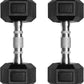 RitFit 5-650 LBS PVC Encased Hex Dumbbell Sets with Optional Rack for Home Gym, Hand weight with Chrome Handle for Strength Training, Workouts