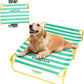 Dog Elevated Bed Foldable Portable Raised Bed Camping cot Outdoor Summer Dog Bed (Large, GreenStripes-Oxford Fabric)