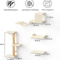 FUKUMARU Cat Wall Shelves, Stable & Safe 4 in 1 Large Cat Walls Furniture Set, Wooden Kitten Climbing Wall with Scratching Post for 16 Inch Drywall - Beige