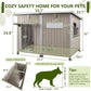 Large Dog House Outdoor XL Wooden Dog House with Weatherproof Asphalt Roof, Chew-Resistant Frame, Removable Floor, for Medium to Large Dogs Indoor Outdoor Use (Grey, 55.1"L x 33.1"W x 34.8"H)