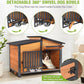 Dog House Outdoor with Bowls Weatherproof Dog Kennel with Anti-Chewing Iron Frame Dog Shelter for Small Medium Dogs