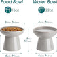vancasso Ceramic Elevated Cat Bowls 2-Pack - 6.2" Extra Wide Raised Cat Food & Water Dishes, 5.1" Optimal Height Anti-Whisker Fatigue Shallow Bowls for Cats/Kittens/Dogs, Lead & Cadmium Free (Grey)
