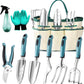 Garden Tool Set 9 PCS, Heavy Duty Gardening Hand Tools for Women, Durability Garden Tool Bag, Rust-Proof Aluminum Gardening Supplies, Ideal Gifts for Women and Men