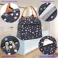 FlowFly Insulated Lunch Cooler Bag - Tote Organizer for Women/Men, Black Flower