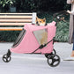 Athena Collection 3 Wheels Pet Stroller Fabric Dog Cart Dog Stroller for Large Dogs 55 Lbs Pet Stroller with Mesh Windows, Zipper Back Pocket, Safety Tether, Angle Adjustable Handlebar, Pink