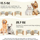SPUNKYJUNKY 15° Slanted Ceramic Dog and Cat Bowl with Wooden Stand, Tilted Bulldog Food and Water Bowl No Slip Non-Spill for Cats Medium Dogs Big Face Pets 13.5 OZ (1.7 Cups, Beige × 2)