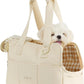 Dog Carrier for Small Dogs Rabbit cat with Large Pockets, Cotton Bag, Dog Carrier Soft Sided, Collapsible Travel Puppy Carrier (Beige, 17" L x 7.5" W x 12" H)