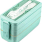 Iteryn Bento Box Lunch Box, 3-In-1 Compartment Containers - Wheat Straw, Leakproof Stackable Bento Lunch Box Meal Prep