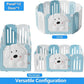 Foldable Dog Play Pen Indoors, Non-Slip Sturdy Puppy Playpen with Door, 25.5" H 12-Panel Adjustable Shape Dog Fence Pen for Small/Medium Dogs, Thickened, Easy to Store, White+Blue