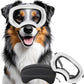 Dog Sunglasses UV Protection Clear Dog Goggles Windproof Glasses with Elastic Straps for Medium-Large Breed, White Frame + Clear Lens