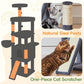Taoqimiao 72 Inches Cat Tree for Large Cats, Multi-Level Tall Cat Tower, Widened Cat Condo with Large Scratch Board, 5 Scratching Posts, Metal Hammcock, Cozy Basket, Smoky Gray, MS045G