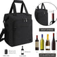 ALLCAMP 6 Bottle Wine Gift Bag - Insulated Tote Cooler, Adjustable Strap, Includes 6 Wine Glasses, Napkins & Corkscrew, Portable Travel Gifting(Black)