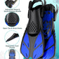 Mask Fins Snorkeling Gear for Adults, Full Face Snorkel Mask & Adjustable Swim Fins Snorkel Set, Panoramic View Snorkel Mask Dry Top Anti-Fog Anti-Leak