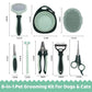 8-in-1 Pet Grooming Kit for Dogs & Cats - Includes Slicker Brush, Nail Clippers, Comb, Scissors, Toothbrush & Collapsible Bowl - Deshedding, Hair Trimming & Care Set, Travel Bag