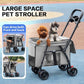 Pet Stroller Cat Dog Stroller Travel Folding Pet Carriers（Gray）