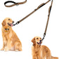 PetBonus Double Dog Leash, No Tangle Dual Leash, Reflective Walking Training Lead, 4 Comfortable Padded Handles for 2 Dogs with Collapsible Bowl and Waste Bags (Brown, Large)