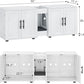 Gaomon Litter Box Enclosure with Double Cage, Cat House,Hidden Litter Box Enclosure Furniture for 2 Cats, Wooden Enclosed Cat Litter Box Furniture,55”L x 17.7”W x 22.5”H,White