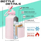 Half Gallon Water-Bottle with Straw - Pop-up Chug Lid (Cold 48H & Hot 24H) 64oz Insulated Water Bottle Flask with Sleeve Strap, Paracord Handle, Bottle Boot, Pink Stainless Steel Metal Water Jug
