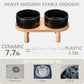 Ceramic Elevated Dog Bowls, Pet Food and Water Bowl Set for Large Dogs, 7.5 Cups Dog Bowls Raised with Wood Stand, 61OZ, Black