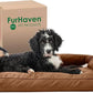 Furhaven Pillow Dog Bed for Large/Medium Dogs w/ Removable Bolsters & Washable Cover - Quilted Sofa - Toasted Brown, Large