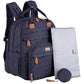 BabbleRoo Extra Large Diaper Bag Backpack, Expandable Baby Bag with Up to 50% More Capacity - Travel Essentials Baby Bag Tote with Changing Pad, Stroller Straps & Pacifier Case - Unisex, Denim Blue